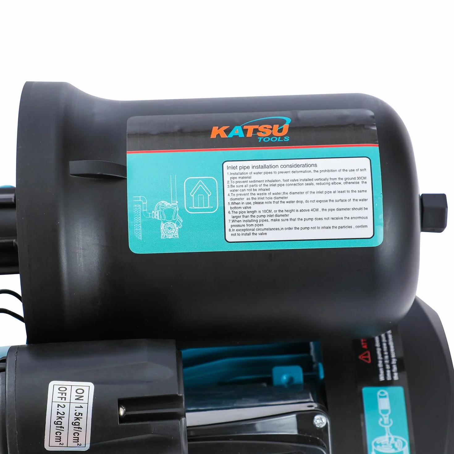 KATSU Tools Pompa wspomagająca ciśnienie wody półautomatyczna kontrola ciśnienia samozasysająca 370 W nadaje się do domowego domowego ogrodu krany wodne 151408