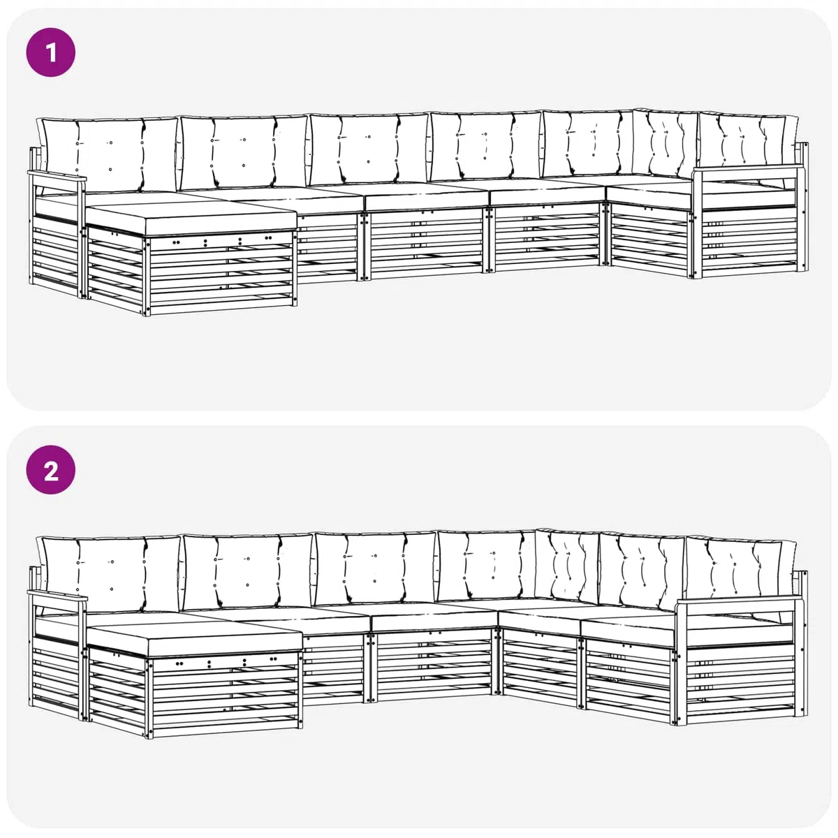 vidaXL Zestawy sof 7 pcs Naturalny i Kremowy Lite Drewno Akacji, Ogród, Wygodny zestaw wypoczynkowy, Siedzenie na zewnątrz, Patio, Nowoczesny taras, Meble wygodne