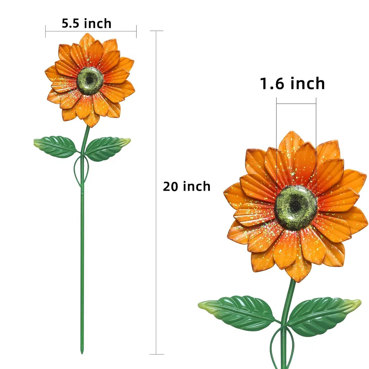 YEAHOME Dekoracja ogrodowa na zewnątrz, 4 szt., 50 cm, kwiatowe, ogrodowe, do dekoracji wiosennych, metalowe kwiaty z potrząsającą głową podwórka, sztuka na zewnątrz, trawnik, patio, dekoracje ścieżki