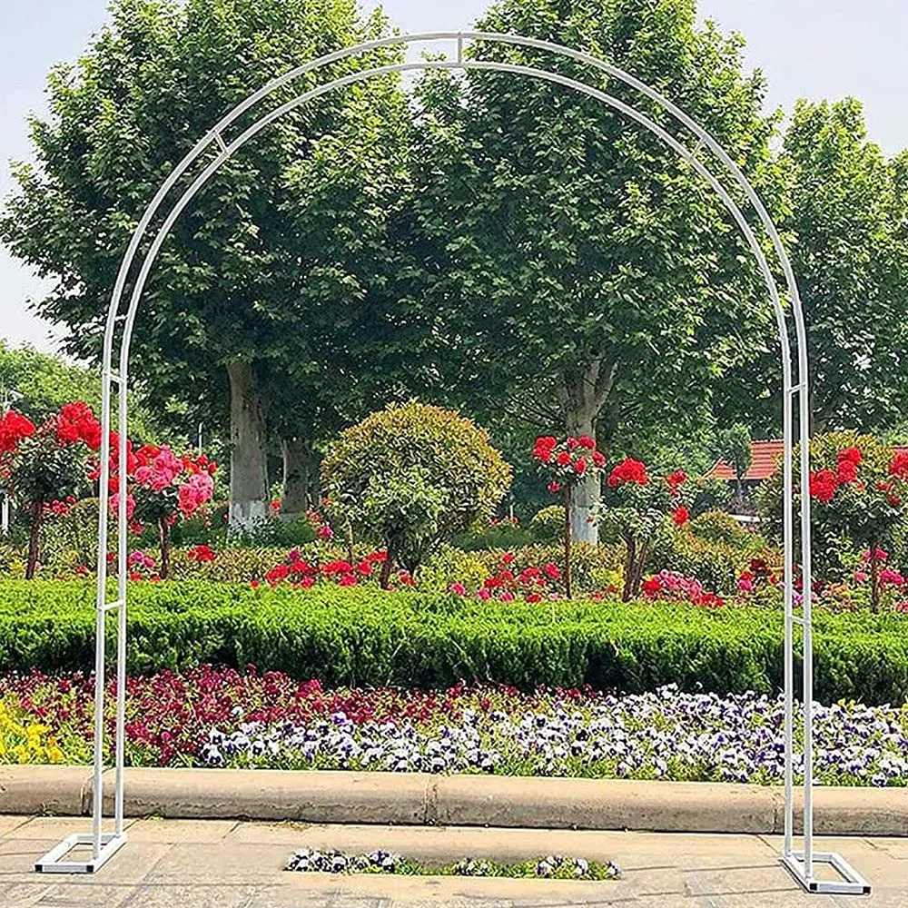 Metalowa stalowa rama, łuk, kratka ogrodowa, do pnączy, na zewnątrz, dekoracja ślubna, biała, 240 x 220 cm