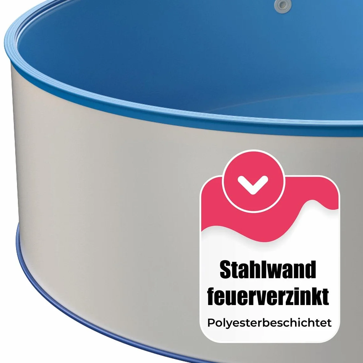 POWERHAUS24 MTH basen Ø 4,50 m, głębokość 1,20 m, okrągły kształt, stalowa ściana i powłoka wewnętrzna 0,6 mm z klinową zakładką, Made in Germany