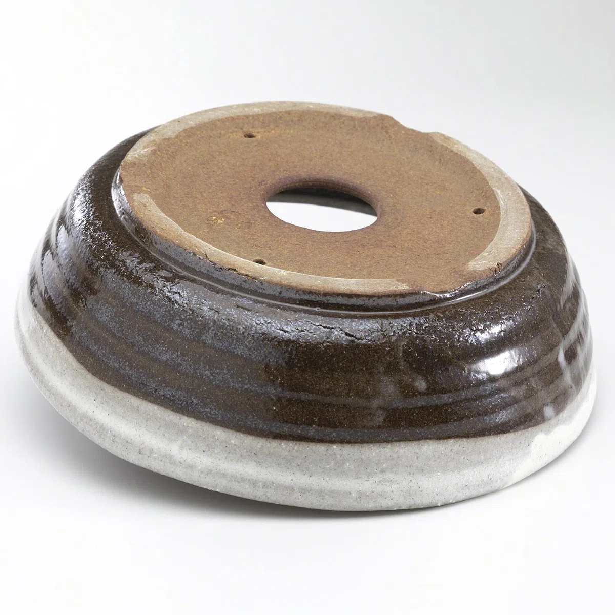 Wazakura Shigaraki Series Stripe Glazurowana ceramiczna doniczka bonsai z drenażem, 21 cm, wyprodukowana w Japonii, ręcznie robiony ogrodowy pojemnik treningowy, japońska doniczka na kwiaty, miska na