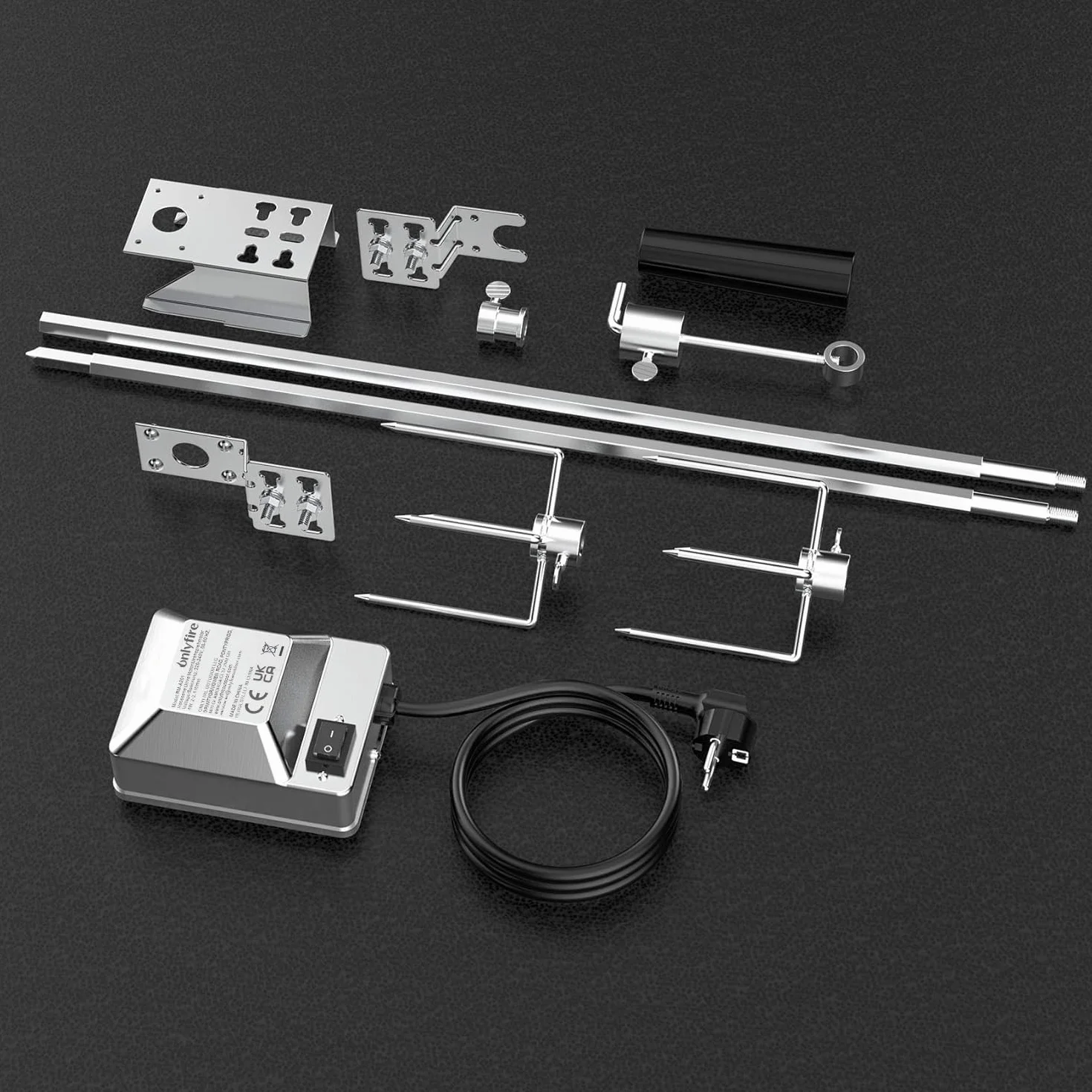 Onlyfire BRK-6012 Uniwersalny zestaw wymiennych szpikulców do rożna Rotisserie Kit z silnikiem