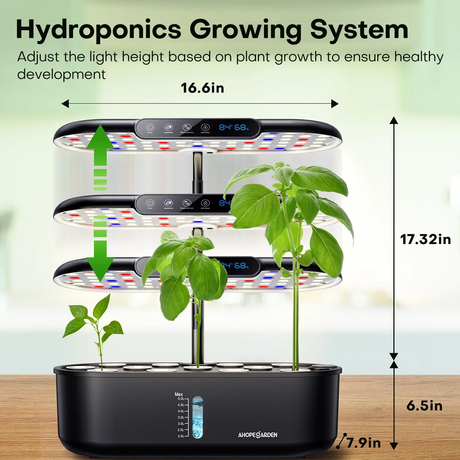 Ahopegarden Zestaw do uprawy hydroponiki, ogród, 12 strąków, zioła, ogród, LCD, wykrywanie środowiska, kiełkowanie, lampa LED do wzrostu, hydroponika, hodowca, zdrowe świeże warzywa