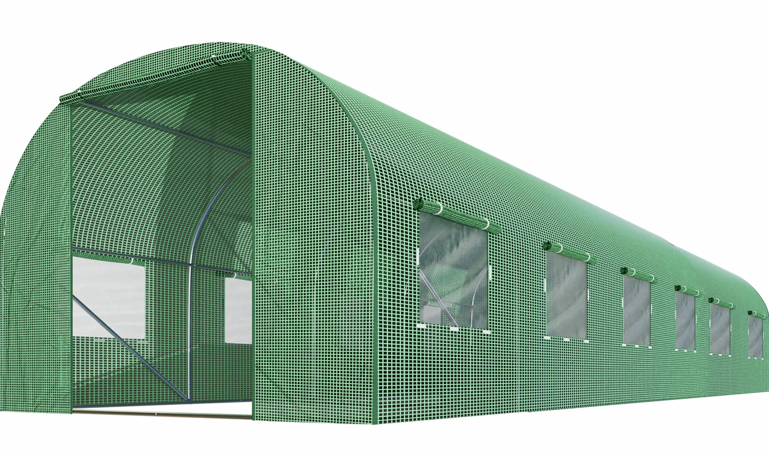 Szklarnia Foliowa Tunel Ogrodowy Stalowe Profile Okna Z Moskitierami 3 x 6 x 2 m 18m2 Zielony
