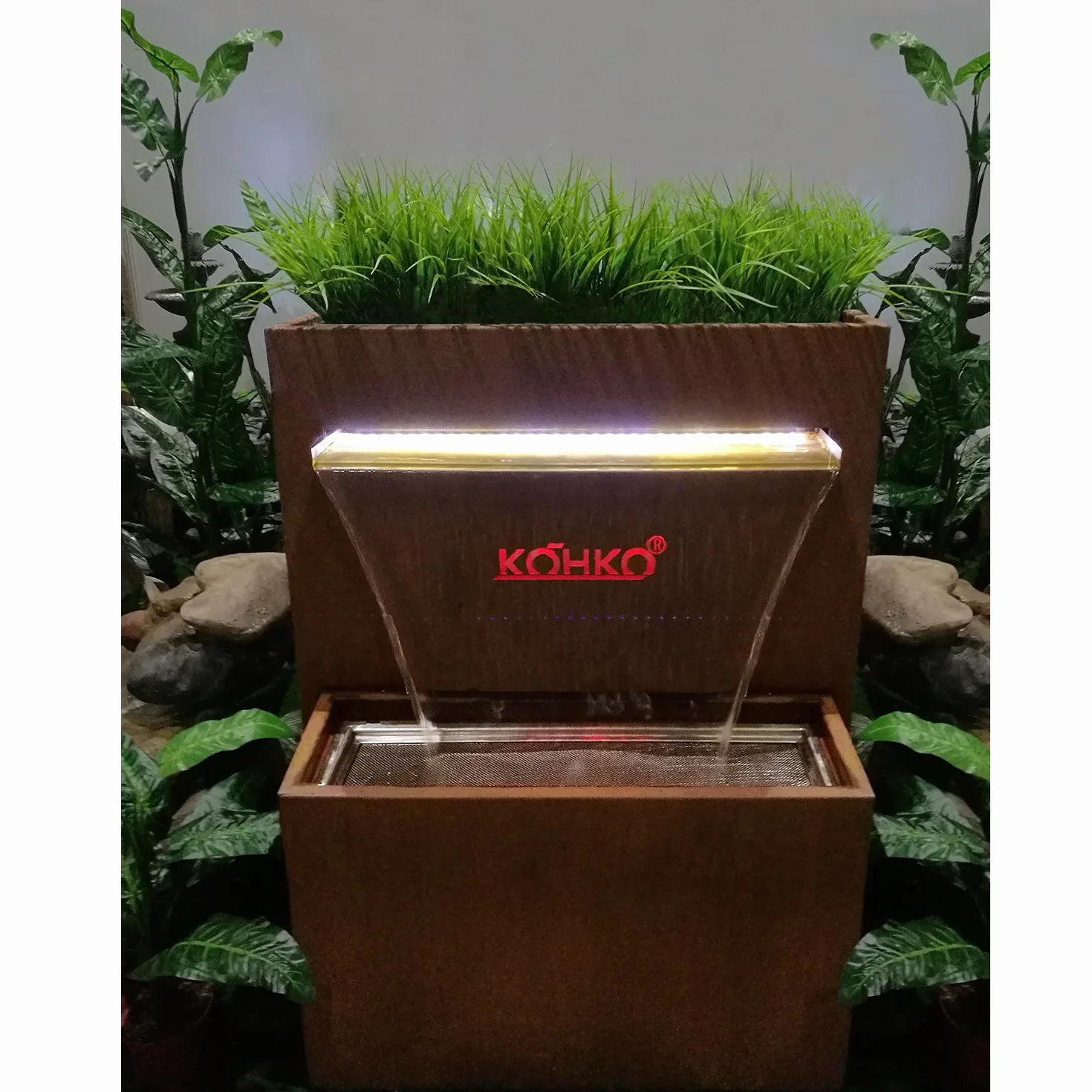 Köhko® Wodospad 60-70-80 cm (60 cm) wylewka wody ze stali szlachetnej V2A matowa szczotkowana Aquafall 24001-060
