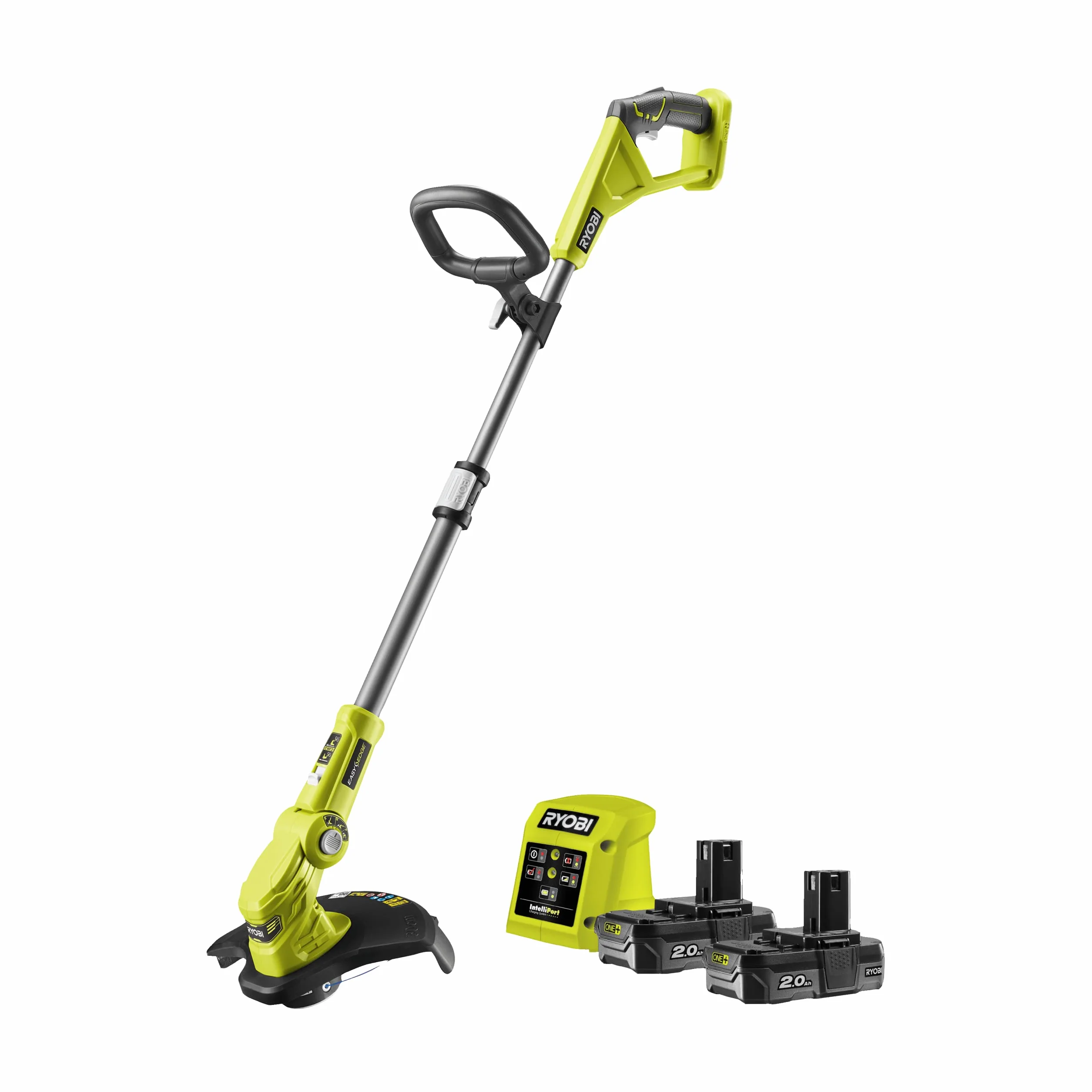 Ryobi Podkaszarka 18V RLT183222S, Szerokość Koszenia 25/30 cm, Ładowarka RC18115, Dodatkowa Rękojeść, Automatyczny Wysuw Żyłki, Easy Edge, 2 x Akumulator Li-Ion 2 Ah