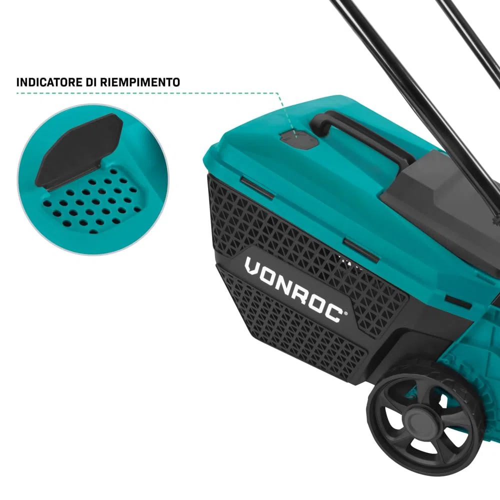 VONROC Kosiarka Akumulatorowa 20V 32cm z Silnikiem Bezszczotkowym, Akumulator 4.0Ah, Kosz 30L, Regulacja 30-70mm, Lekka Kosiarka Bezprzewodowa do Małego Ogrodu (aku 4.0Ah i ładowarka)