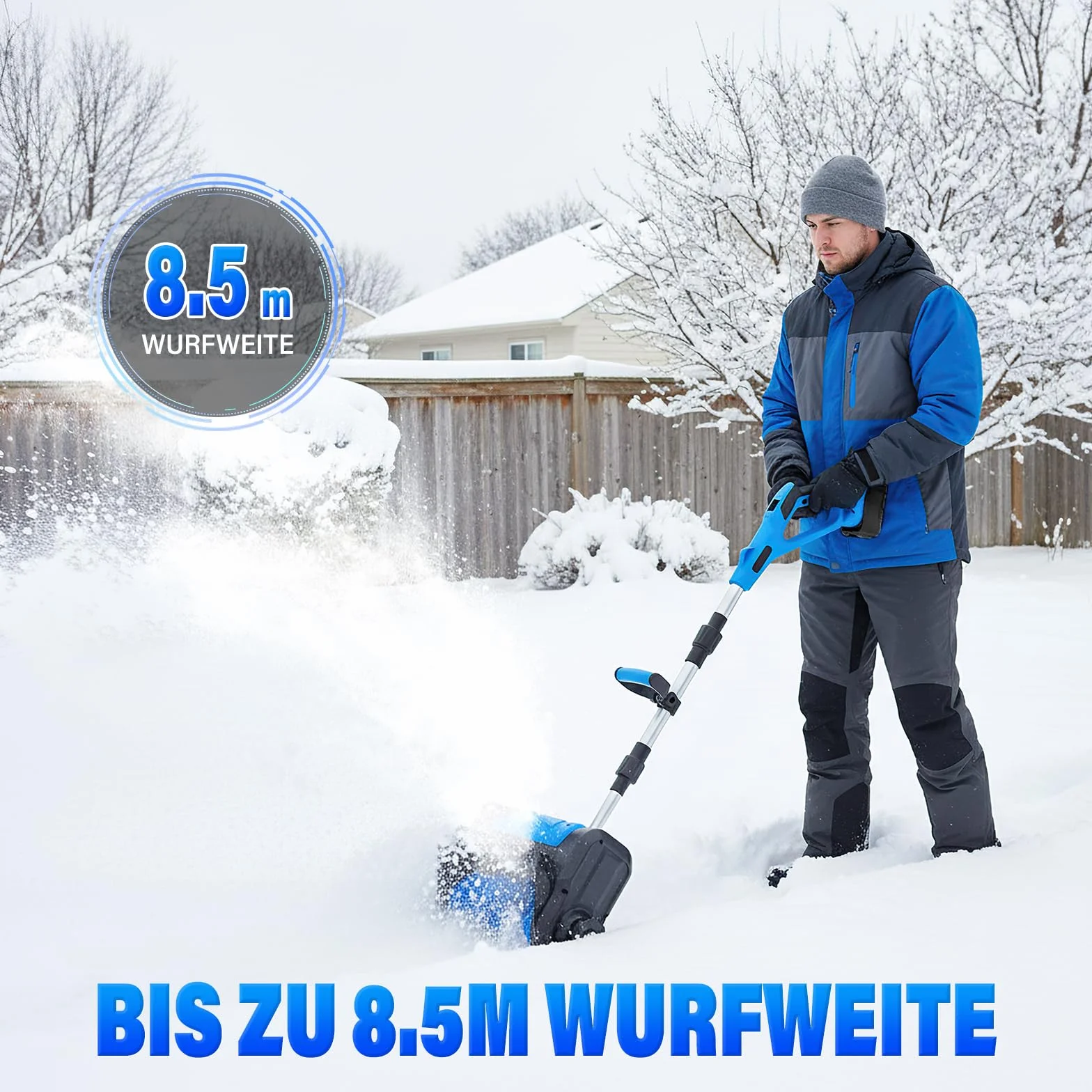 Odśnieżarka akumulatorowa 21 V 1000 W bezprzewodowa szerokość robocza 30 cm odległość wyrzutu 8,5 m głębokość odśnieżania 17 cm