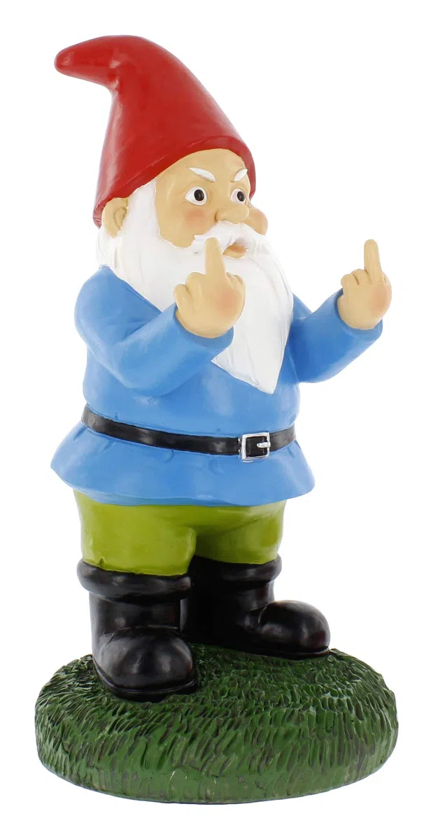 Gnometastic Statua krasnala środkowego palca, duża wysokość 31,8 cm - oryginalna figurka krasnala ogrodowego z podwójnym ptakiem, dekoracja i ozdoba trawnika, zabawne krasnale ogrodowe, ozdoba