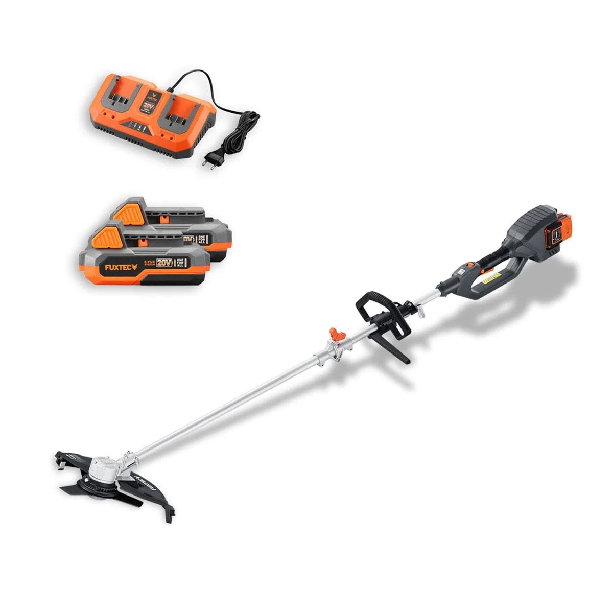 Akumulatorowa Podkaszarka Elektryczna FUXTEC 2x20V FX-E2MSSET - Szerokosc Ciecia 25,5-35 cm, Waga 10 kg, Do 6000 obr/min, Z Akumulatorem i Ladowarka