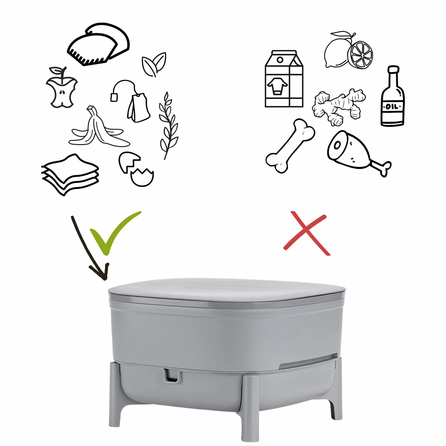 Vermicompost do kuchni i balkonu - Wormbox Przypomina torf - wiadro projektowe wykonane w 100% z tworzywa sztucznego z recyklingu - pojemność 30 litrów, szary