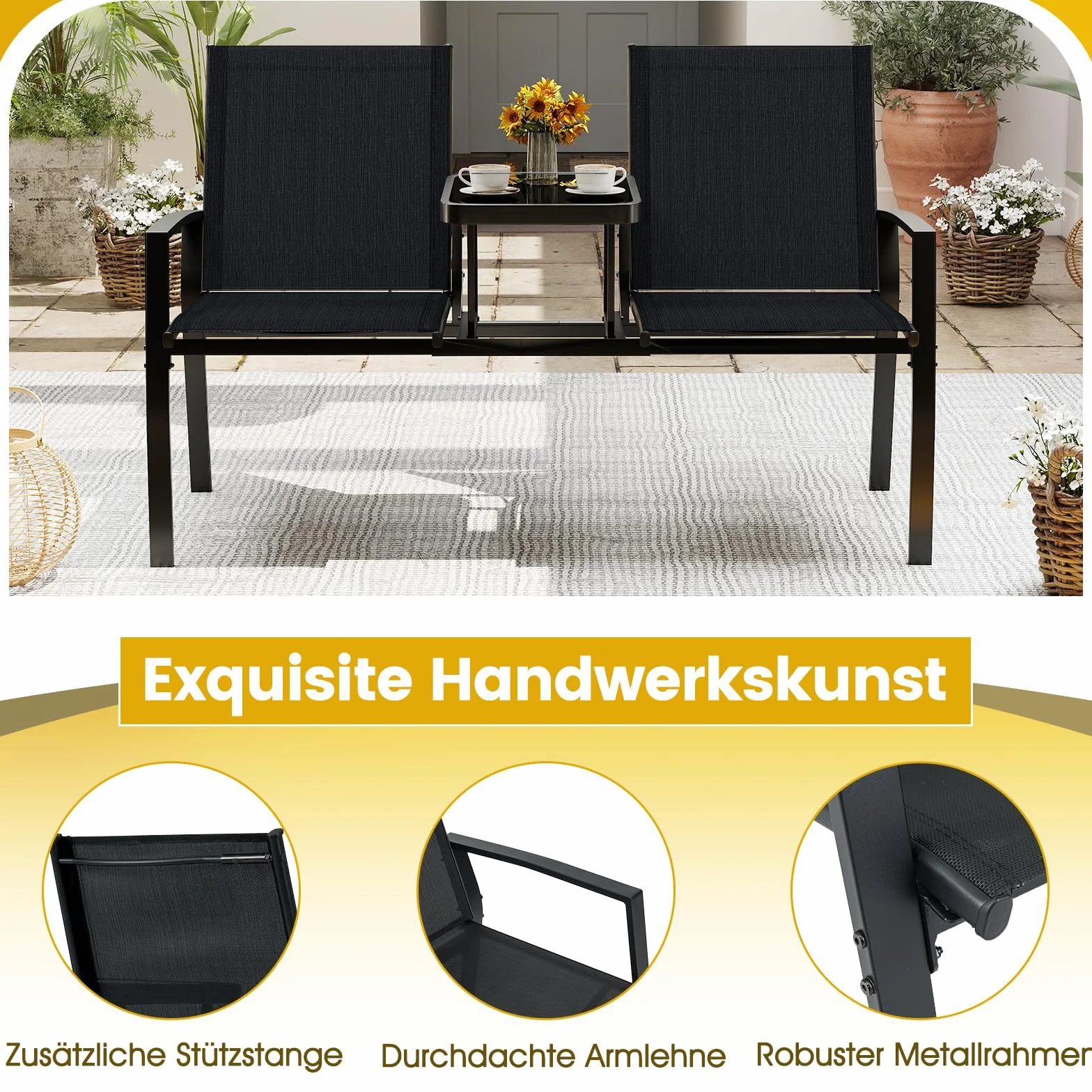 COSTWAY Ławka ogrodowa 2-osobowa 137 x 66 x 87 cm