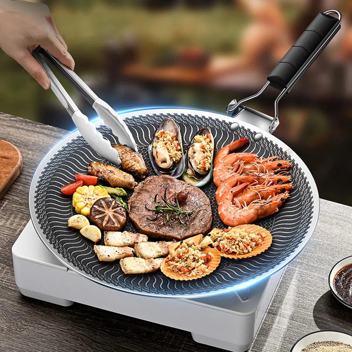 Zestaw nieprzywierających patelni do pieczenia ze stali nierdzewnej – naczynia do grillowania i pieczenia dla smakoszy do grillowania i pieczenia