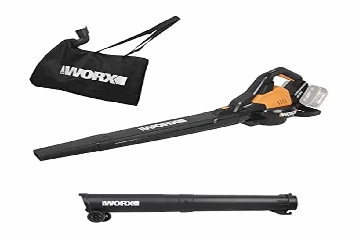 WORX WG583E.9 Akumulatorowa Dmuchawa/Odkurzacz do Liści 40 V (2 x 20 V), 2 w 1 do Zamiatania i Odkurzania Liści, Worek o Pojemności 35 L, bez Akumulatora i Ładowarki
