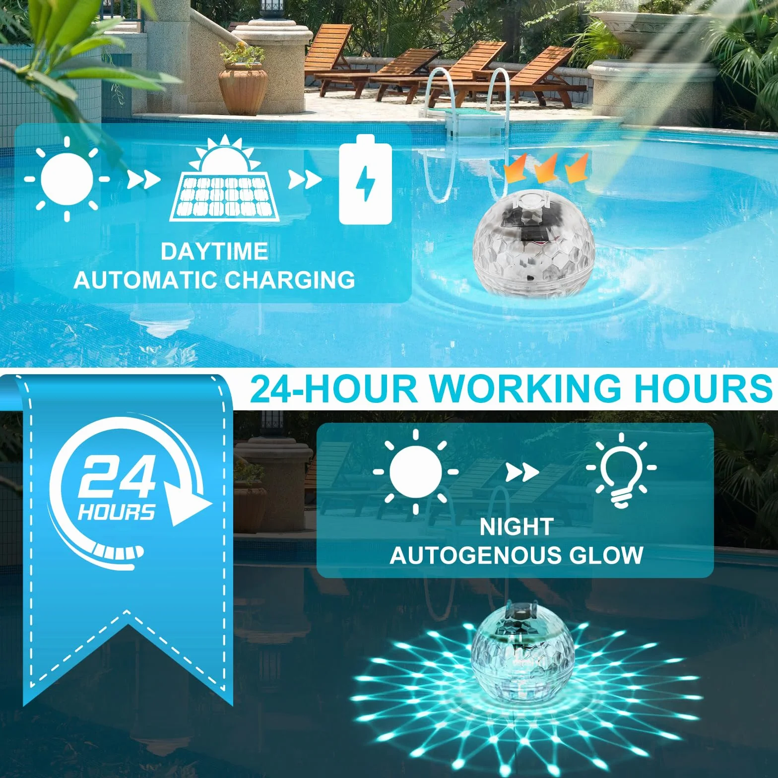 2 szt. Solar Basen Pływający Światła, 11 cm Solar Basen Lighting, Solar Basen Lighting, Solar Staw Lighting z oświetleniem RGB Zmiana koloru na basenie, fontanny