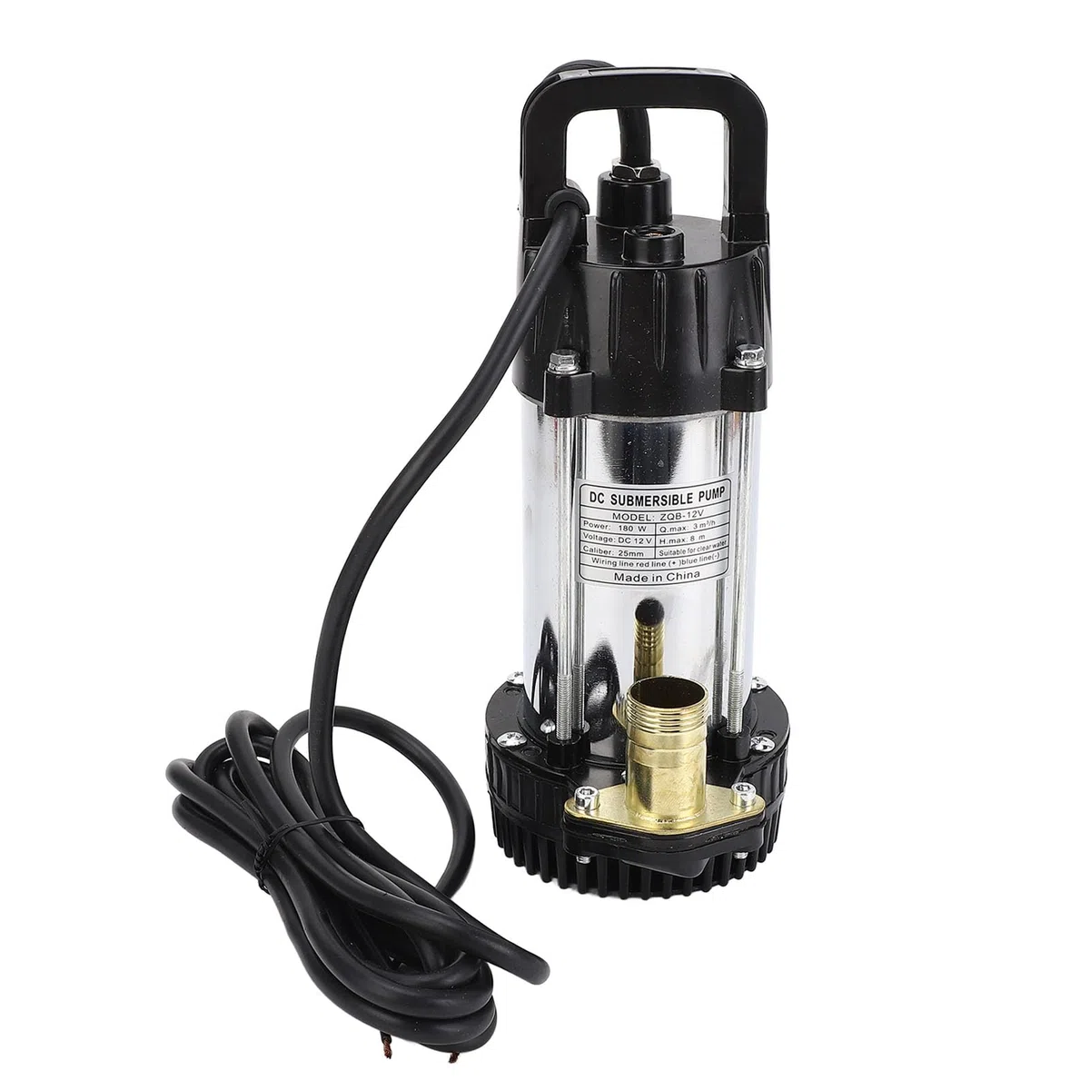 Pompa Głębinowa DC Bezszczotkowy Silnik Miedziany do Gospodarstw Ranczowych, Mocna Obudowa Uszczelniająca, Zintegrowana Pompa 12 V 180 W 3 Metry³/h 8 M Podnośnik Opróżniająca Basen do