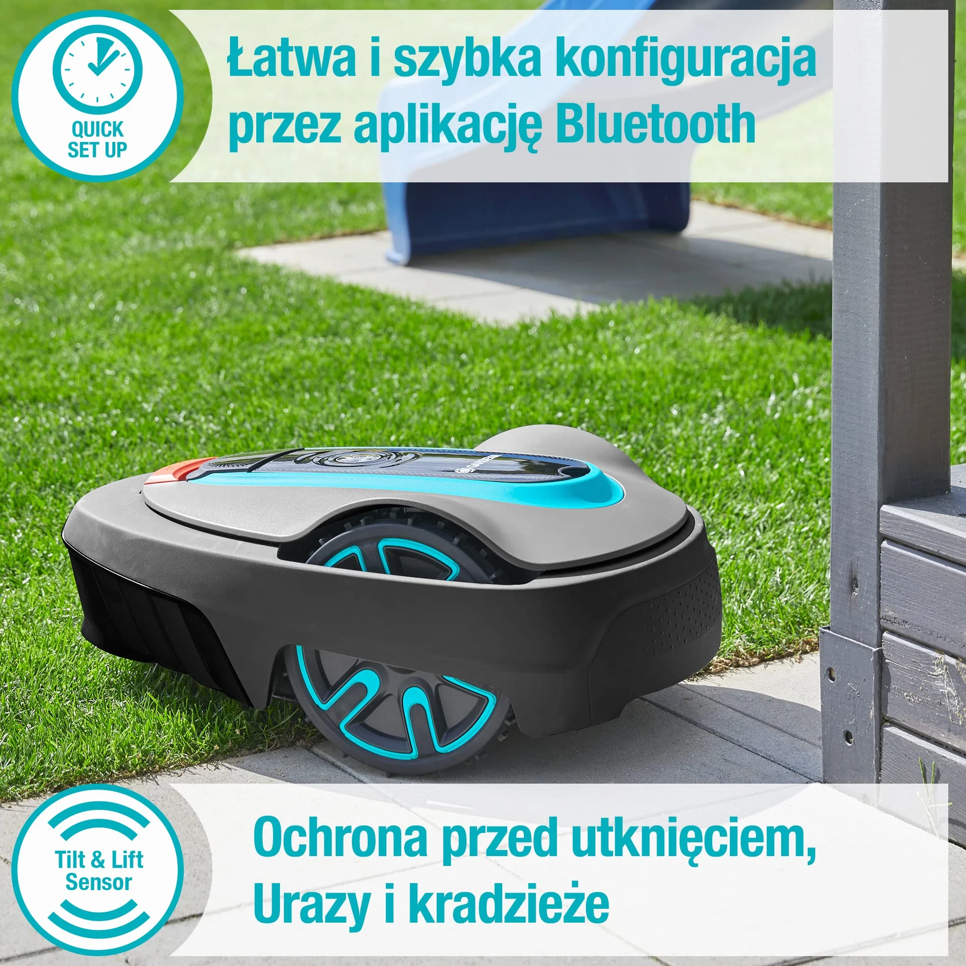 Gardena SILENO life: kosiarka automatyczna do trawników o powierzchni do 1000 m², sterowana za pomocą aplikacji Bluetooth, bardzo cicha - 57 db(A), kosi w każdych warunkach pogodowych (wersja PL)