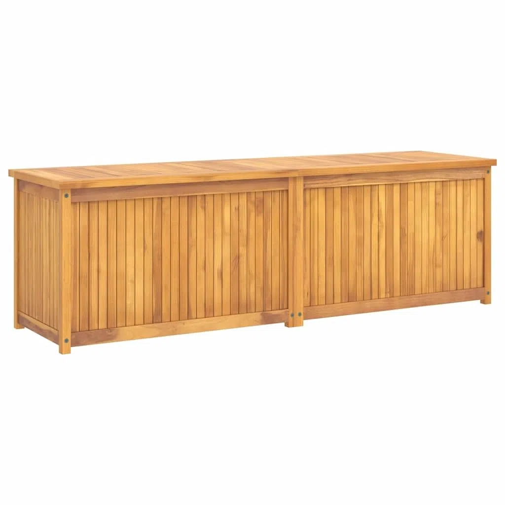 Skrzynka ogrodowa z litego drewna tekowego, 175 x 50 x 55 cm, z podszewką z polietylenu, przestronna skrzynia do ogrodu, na balkon, taras, odporna na warunki atmosferyczne, zamykana, wszechstronne