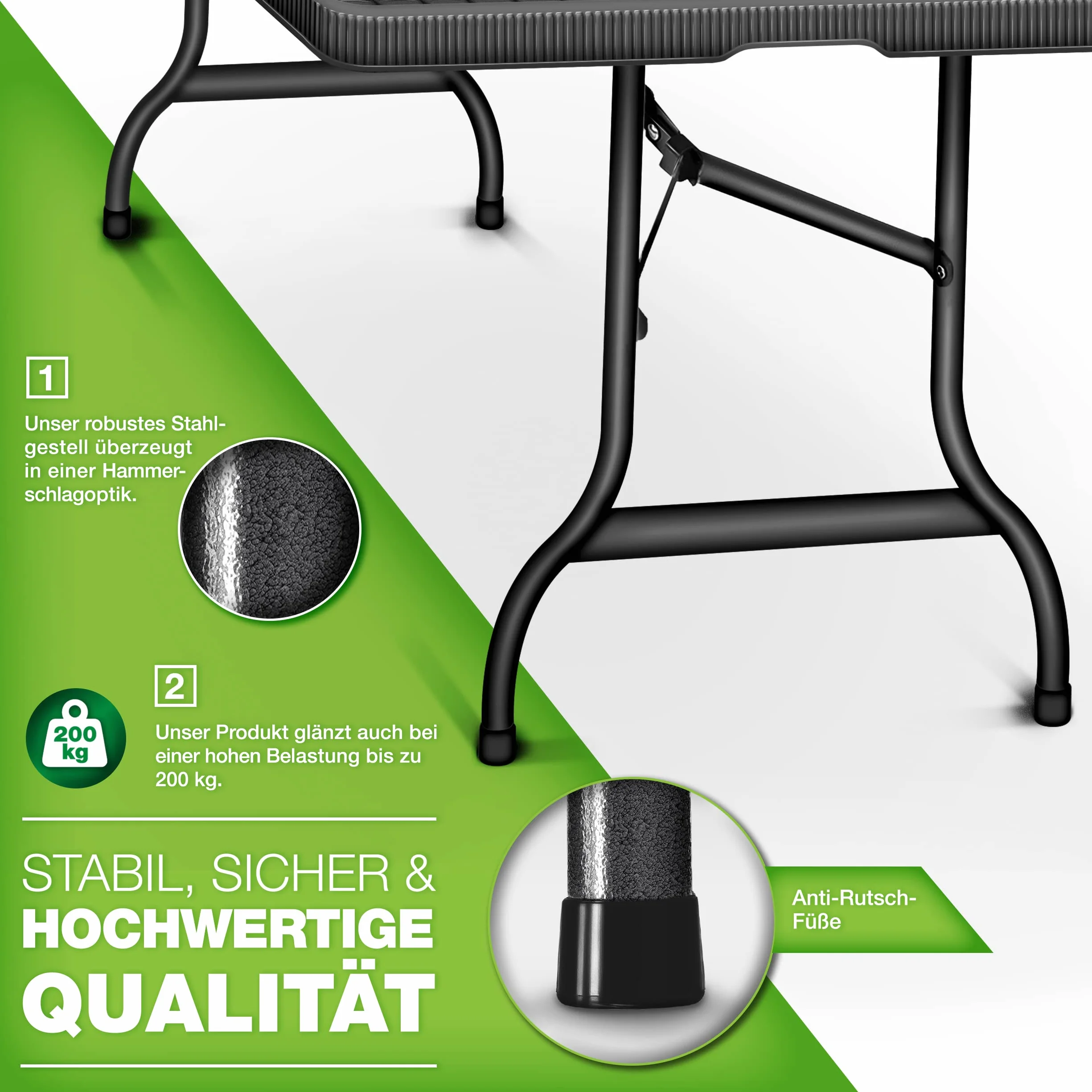 Tillvex Składany stół ogrodowy rattanowy 180 x 75 cm bufetowy z uchwytem do noszenia
