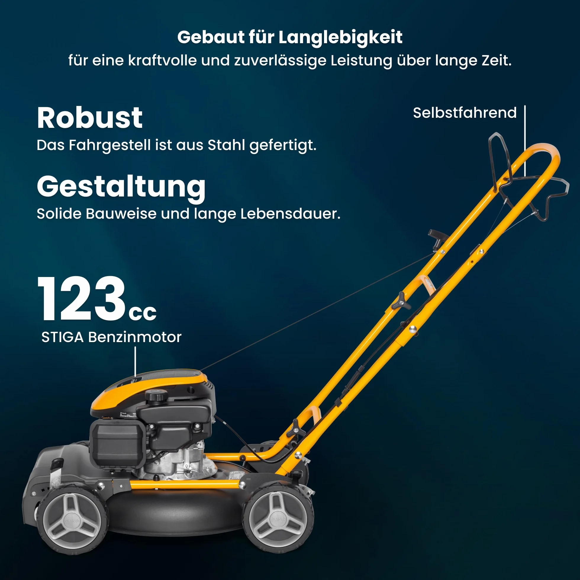 STIGA Multiclip 47 S silnik wybuchowy, kosiarka do trawy trakcyjnej z silnikiem o pojemności 123 ccm, płyta tnąca 45 cm, 5 wysokości cięcia, ergonomiczny uchwyt składany