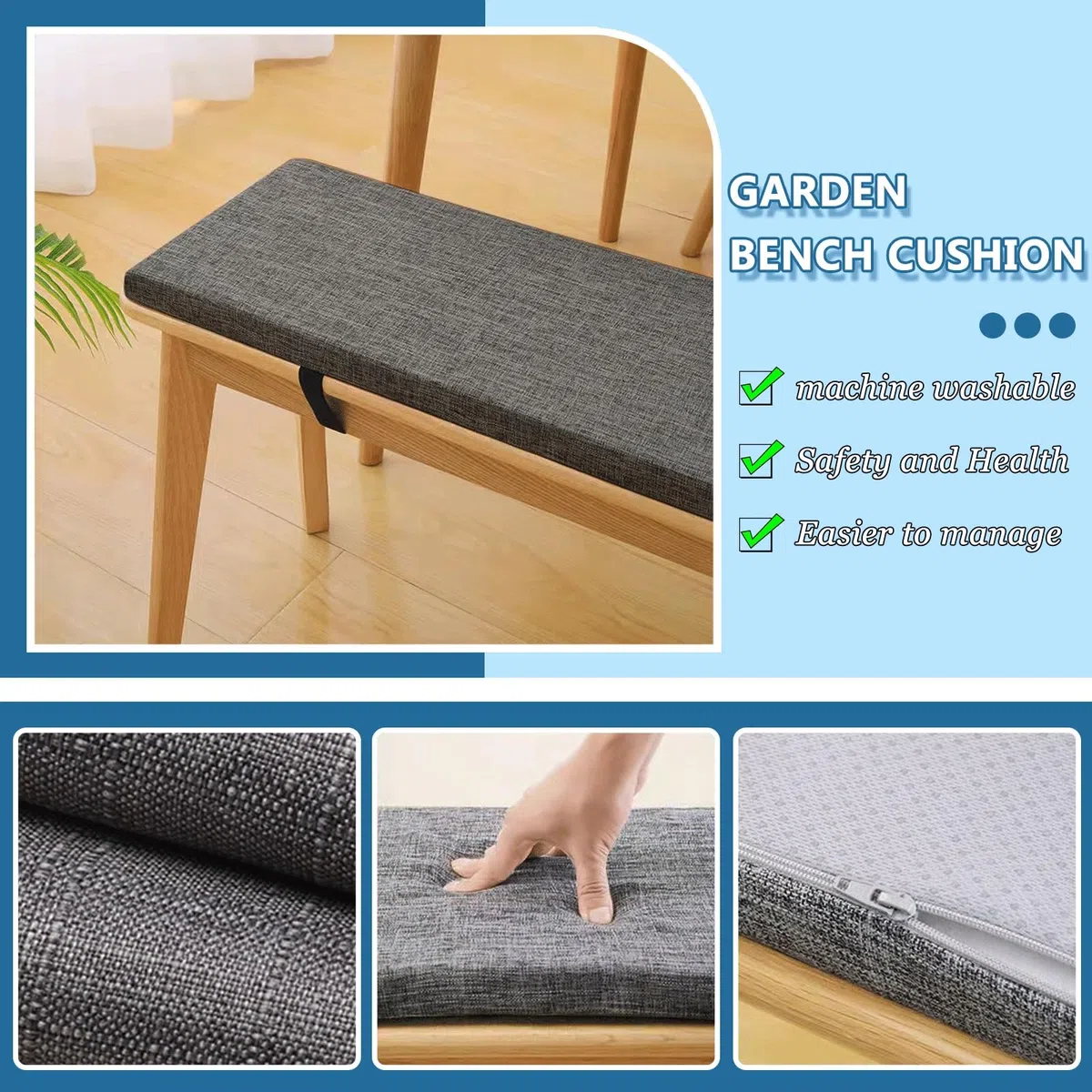 Poduszka do siedzenia na zewnątrz / wewnątrz – antypoślizgowa poduszka do siedzenia z oknem wykuszowym 48/40/50 x 30/45/46/45 cm ergonomiczna konstrukcja zapewnia komfort, idealna na werandę i do