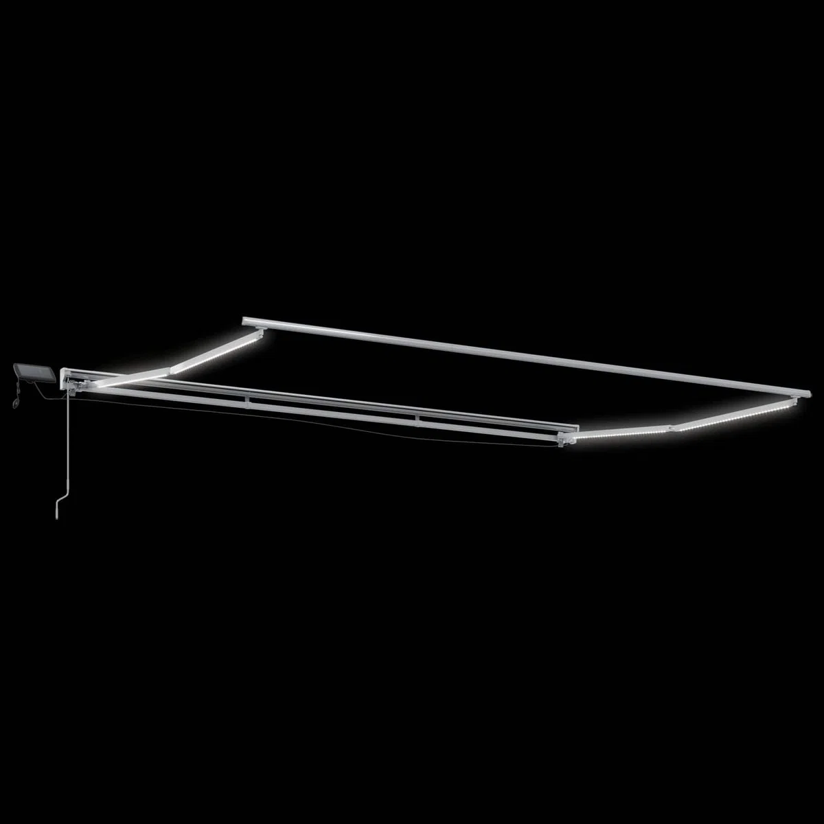 Ręczna rama markizy z diodami LED, 4,5 x 3,5 m, odporna na warunki atmosferyczne, wysuwana z korbą, odporna na promieniowanie UV, idealna do ogrodu, na taras, balkon i na zewnątrz