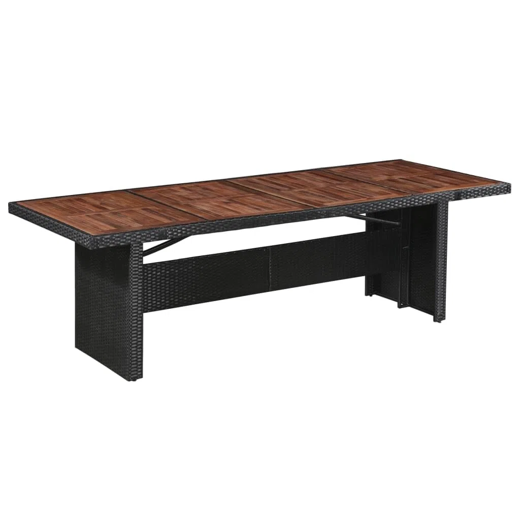 Stół ogrodowy 240 x 90 x 74 cm, z polirattanu i litego drewna akacjowego, na taras, balcony, do ogrodu, na werandę, kemping, piknik, grill, jadalnię, stabilną ramę i łatwa pielęgnacja