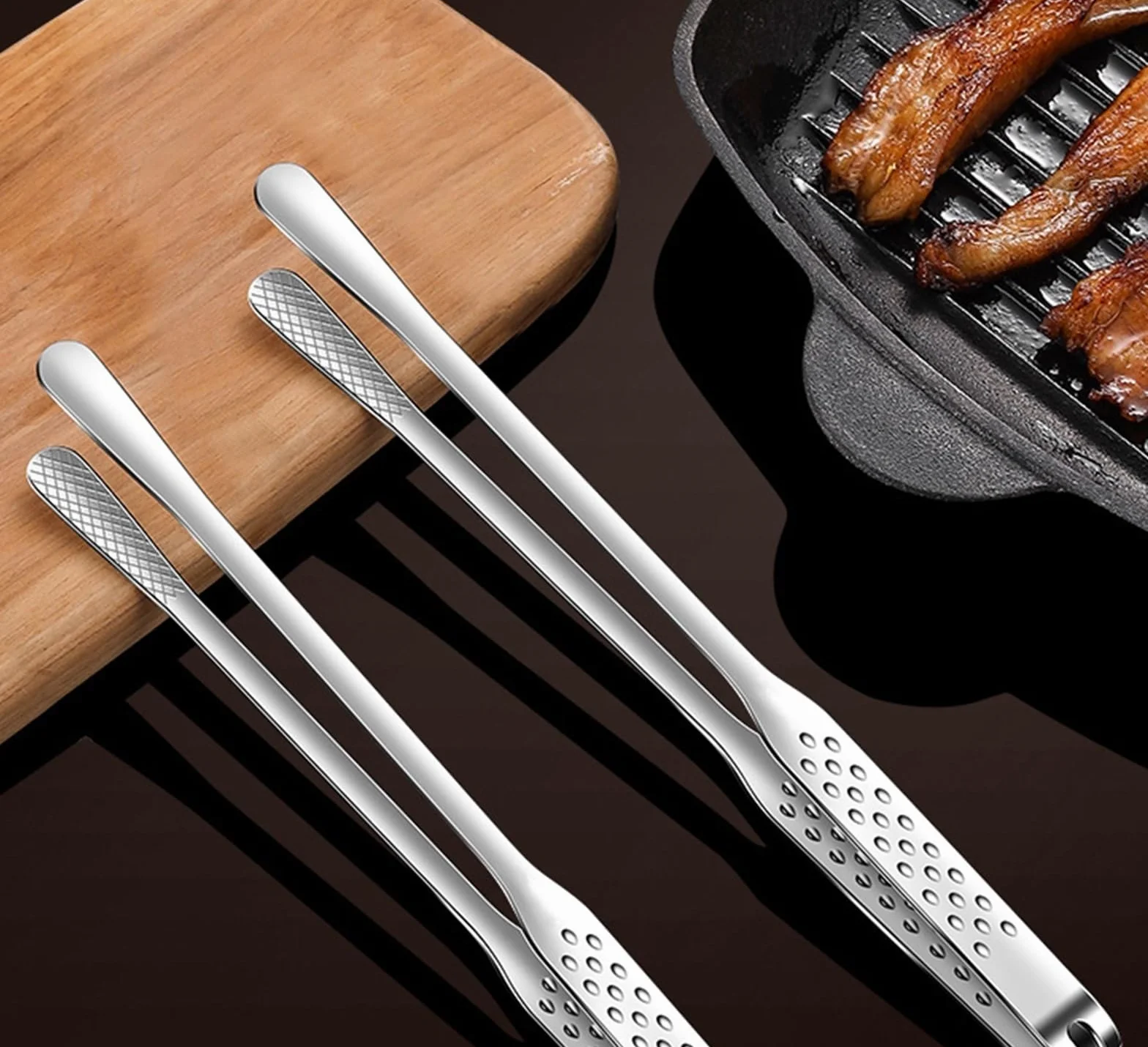 Szczypce do Bufetu Koreańskie Szczypce Do Grilla Szczypce Do Gorących Garnków Ze Stali Nierdzewnej, Odpowiednie Do Gotowania, Przenośne Przybory Kuchenne Grillowania, Serwowania(27cm)