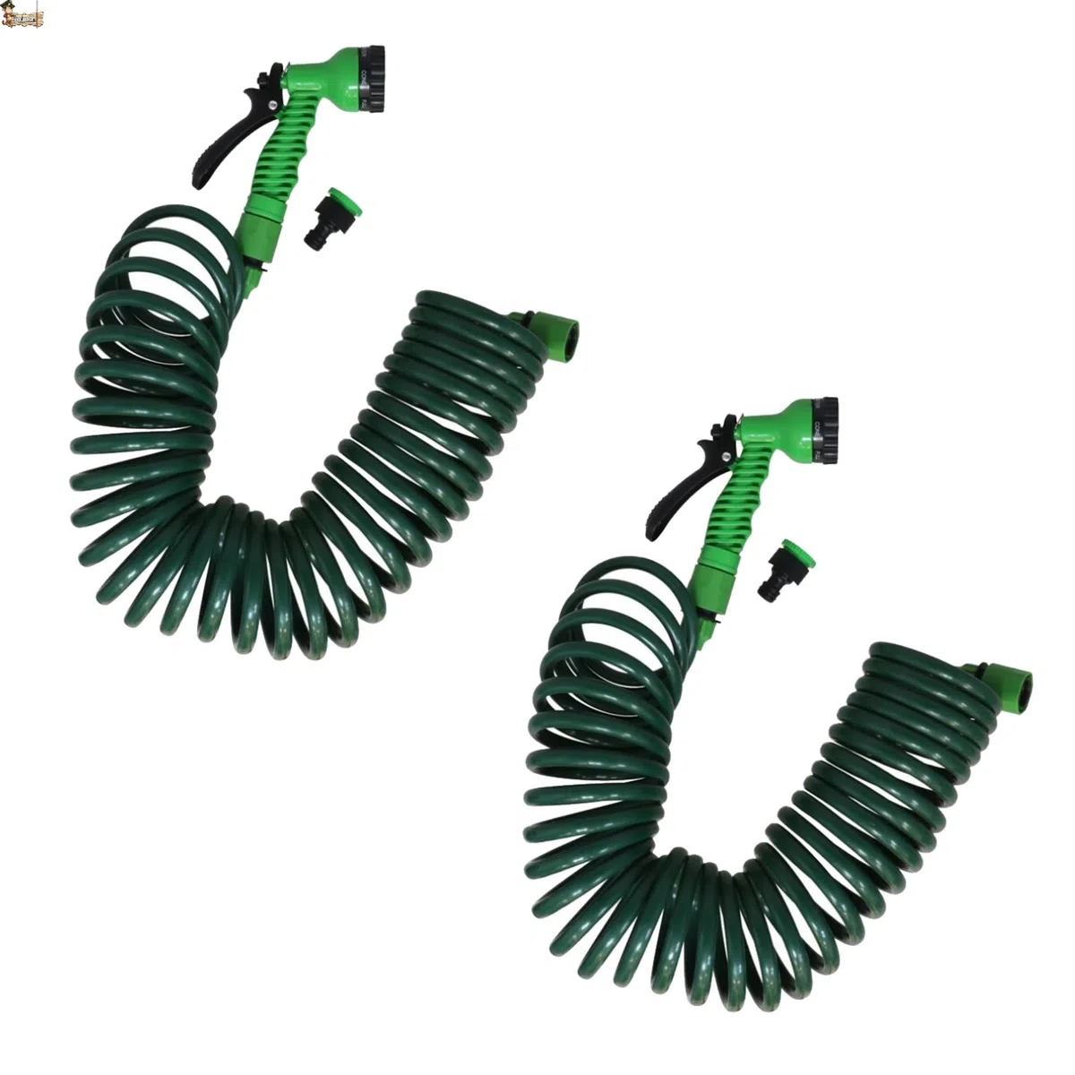 BricoLoco.com Rozszerzalny wąż do nawadniania ogrodowego. Wielofunkcyjny pistolet do podlewania 7 dysz. Automatyczne zwijanie szybkie połączenie (Spirala 10 mts, 2)