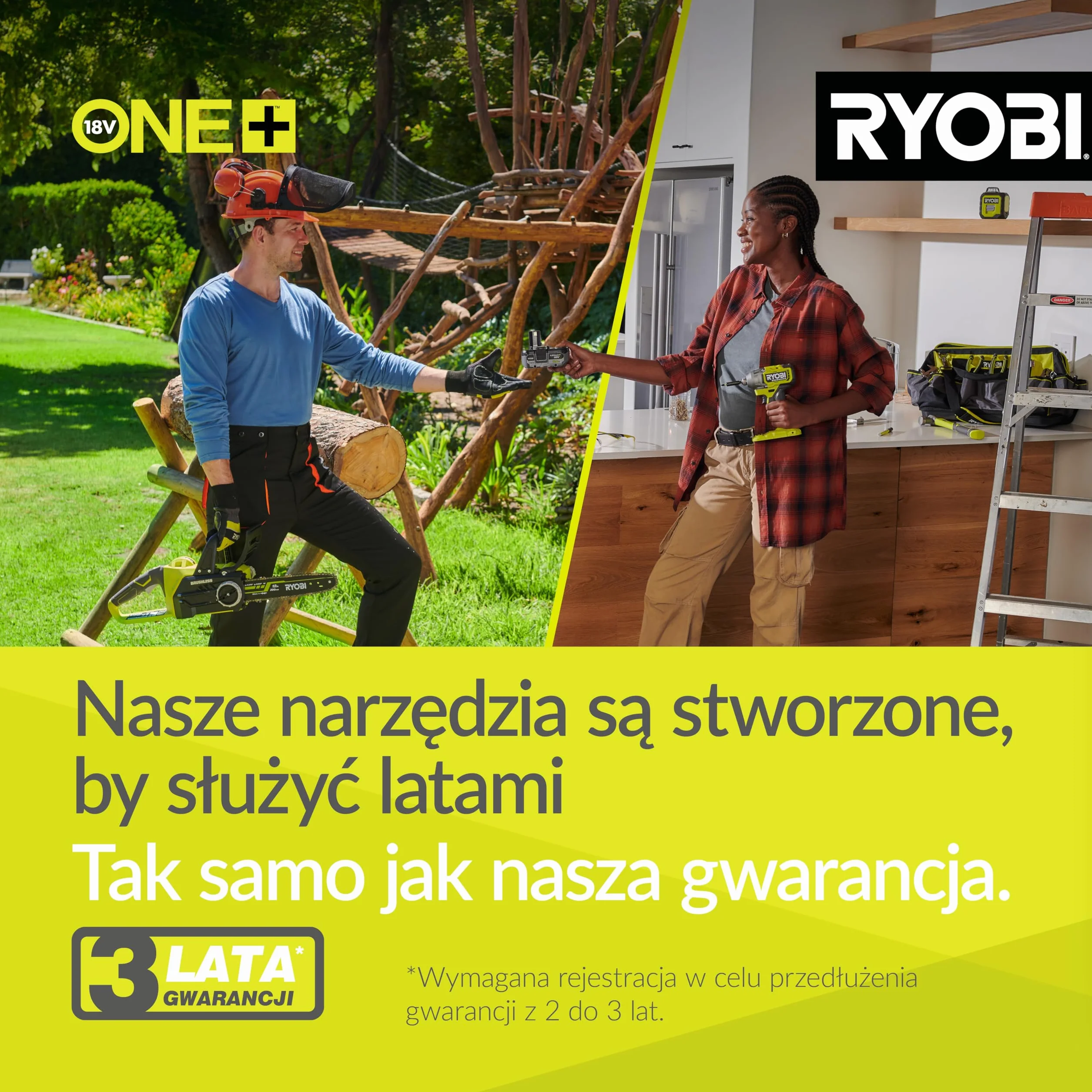 Ryobi Pilarka Łańcuchowa 18 V, OCS1830, Silnik Bezszczotkowy, Długość Prowadnicy 30 cm, Prędkość Przesuwu Łańcucha 10 m/s, Prowadnica oraz Łańcuch Marki Oregon, Automatyczne Smarowanie