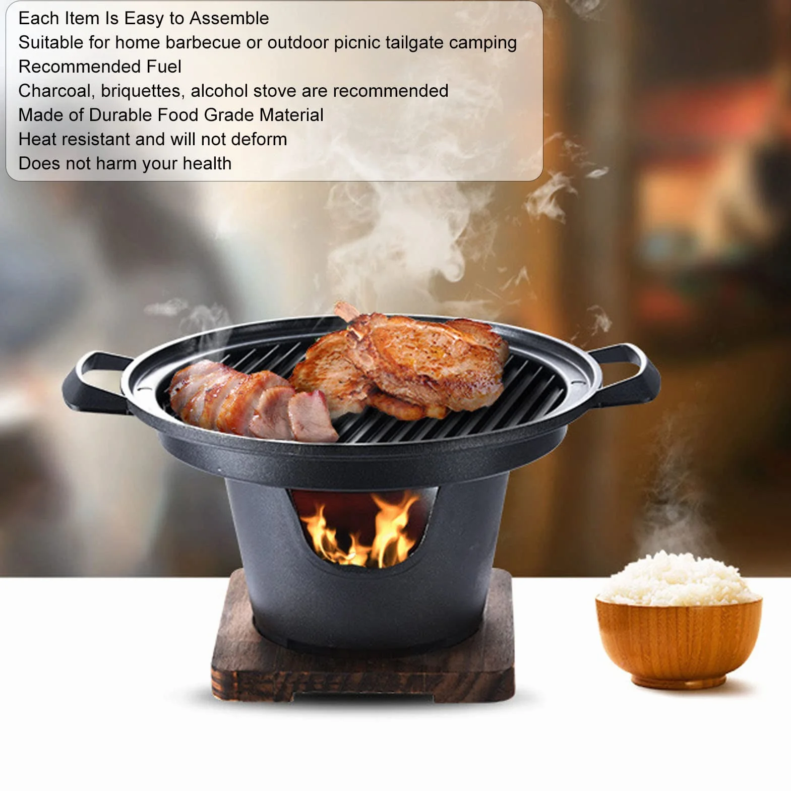 Przenośny grill na węgiel drzewny mini bezdymny wewnętrzny grill stołowy grill na domowy piknik i kemping - kompaktowy sprzęt do gotowania na zewnątrz