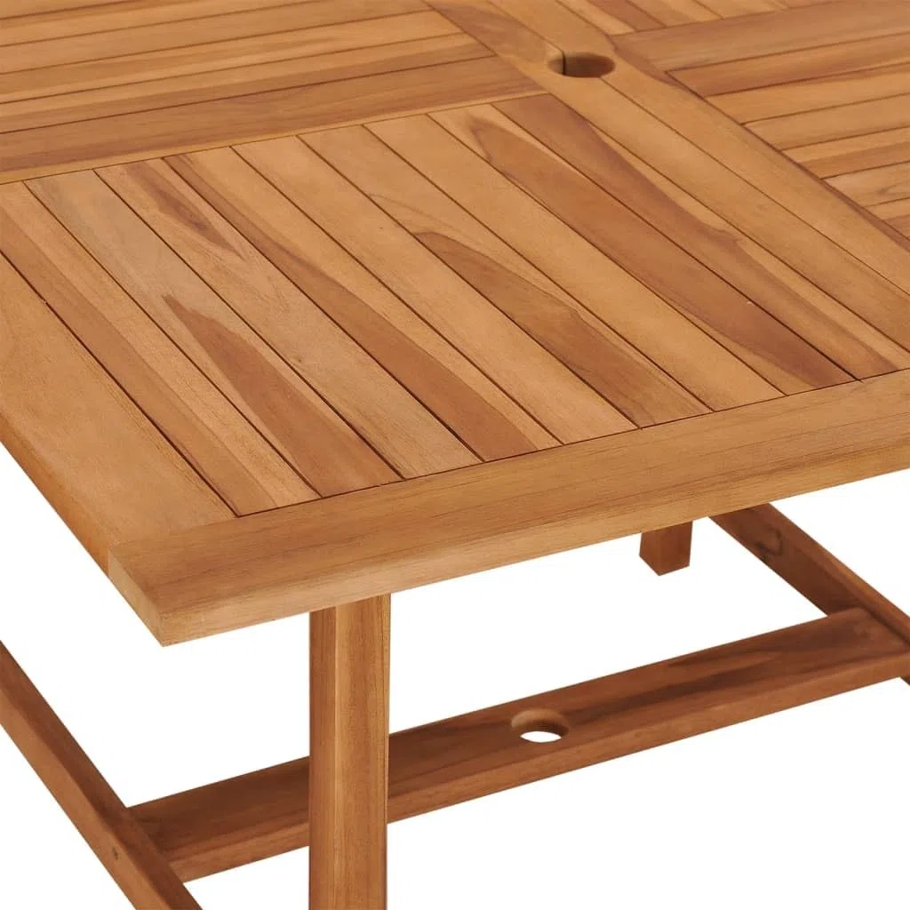 Klasyczny stół ogrodowy z litego drewna tekowego, 110 x 110 x 75 cm, z wykończeniem na bazie wody, bardzo gruby blat 2,2 cm i wytrzymałe nogi 4 x 4, do użytku wewnątrz i na zewnątrz