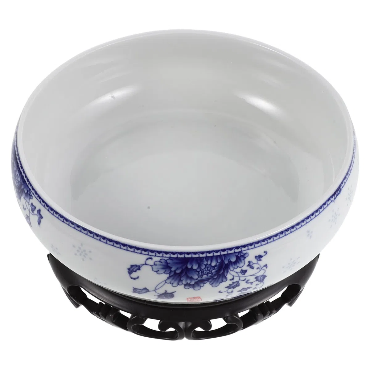 Generic Ceramiczna Doniczka Hydroponiczna Do Kwiatów Lotosu Biała Porcelanowa bez Otworów z Plastikową Podstawą Dekoracyjny Okrągły Pojemnik Do Uprawy Wodnej Biura Balkonu