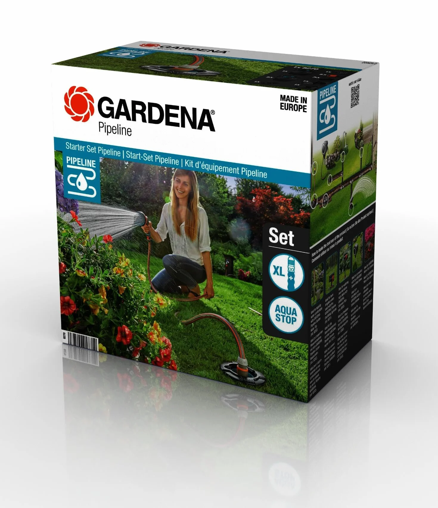 Gardena Sprinklersystem zestaw startowy Pipeline: Kompletny zestaw do wprowadzania do systemu rur, poboru wody wokół domu i w ogrodzie, montaż pod ziemią (08270-20)