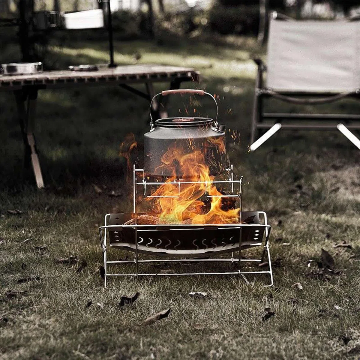 Do Stal Nierdzewna Składany Na Ognisko | Akcesoria Grillowe Przenośna Podstawka Dla Ogrodu Kempingu Grillowania
