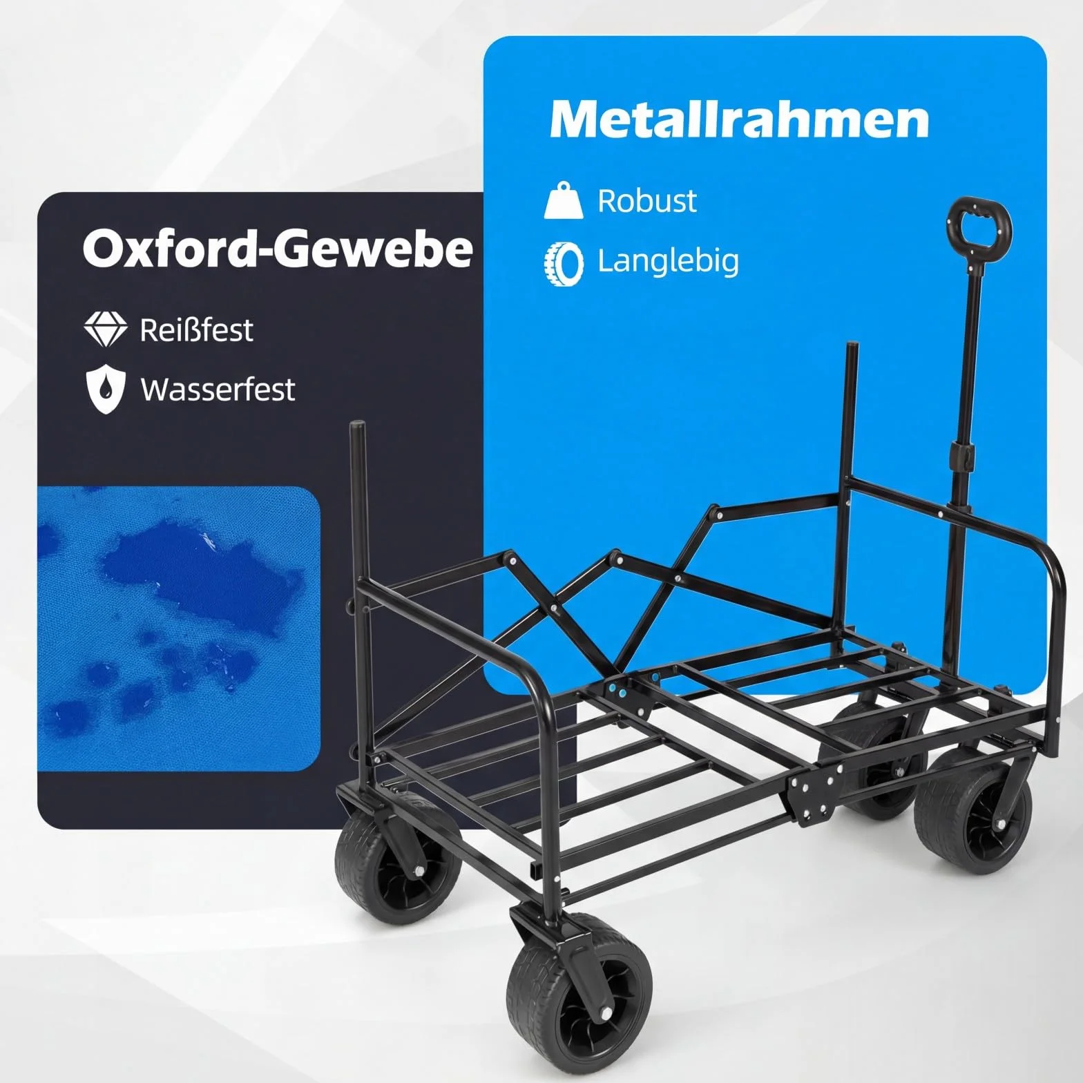 COSTWAY Wózek składany 2 w 1 z ławką, plażowy, 80 kg, ogrodowy transportowy