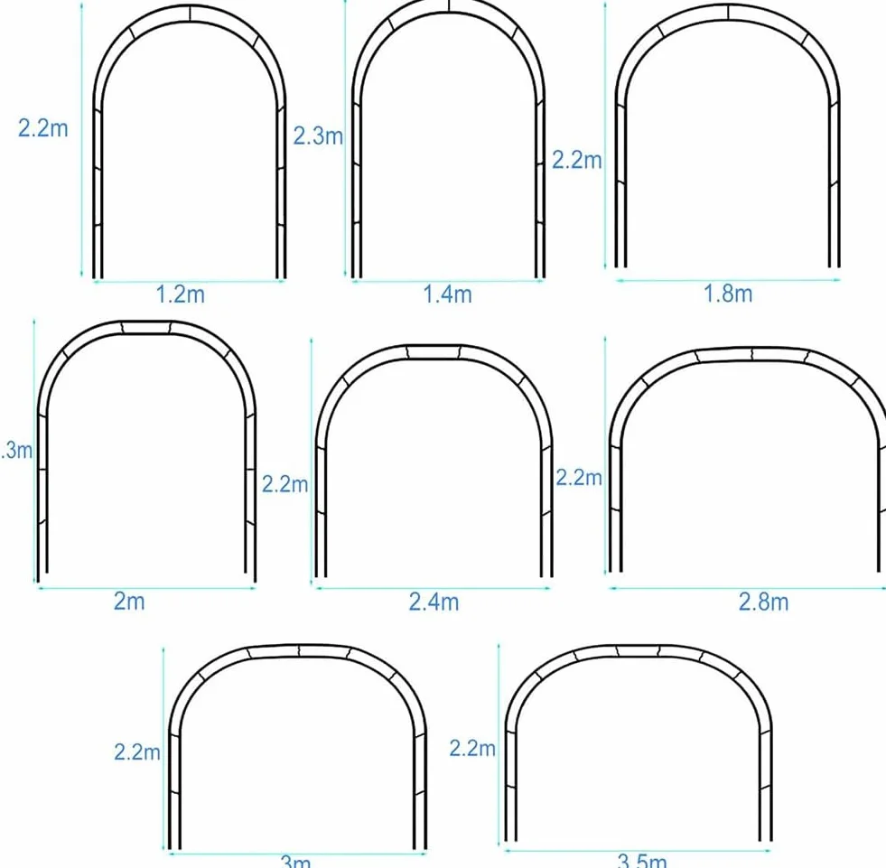 Czarna stalowa altanka ogrodowa łuk ślubny metalowa altanka Pergola rama rurowa krata brama do pnącza róże winorośli 180Cm 140Cm 240Cm szerokości,Black,W3.5M*H2.2M