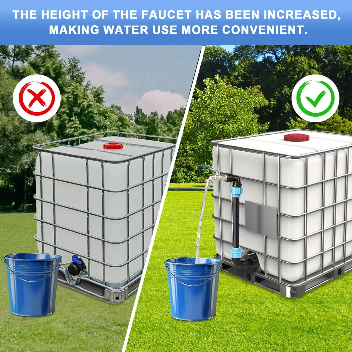 Wylewka do zbiornika IBC z kranem typu łabędzia szyja 3/4" adapter S60x6 z mosiężnym zaworem do 1000L zbiorników na deszczówkę beczek i kontenerów IBC akcesoria IBC