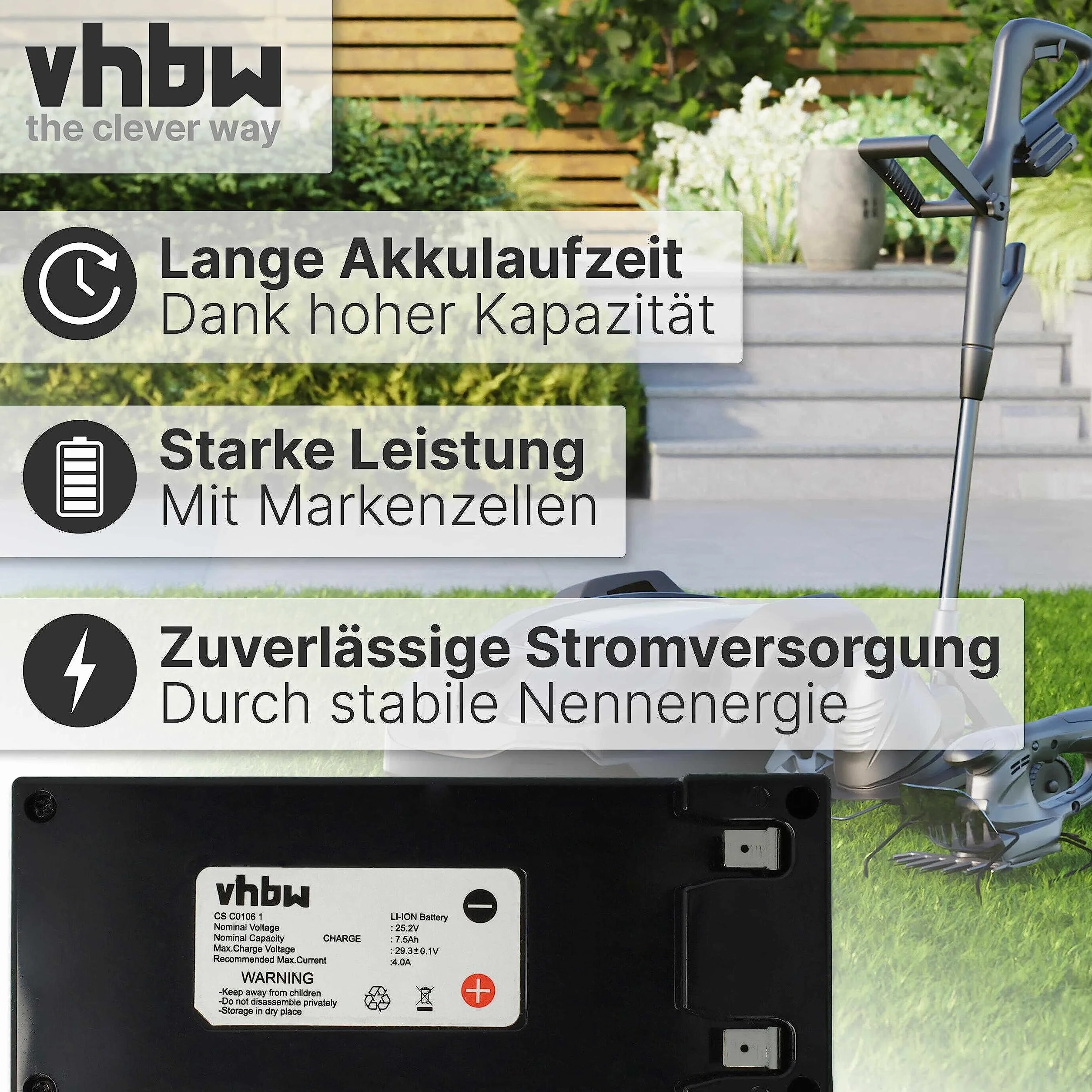 vhbw 1 x akumulator kompatybilny z Ambrogio L30, L50, L60, L75, L85, L100, L200, L300, L400 - zamiennik do CS-C0106-1