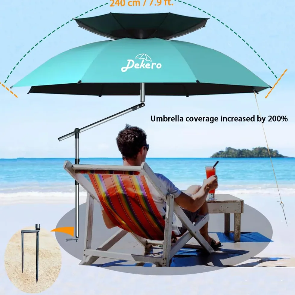 240cm parasol plażowy,wiatroszczelną promieniowaniem UV parasole przeciwsłoneczny,z kotwicą do piasku,uchylną aluminiową tyczką,na plażowe, ogrodowy, trawnikach, wędkarski