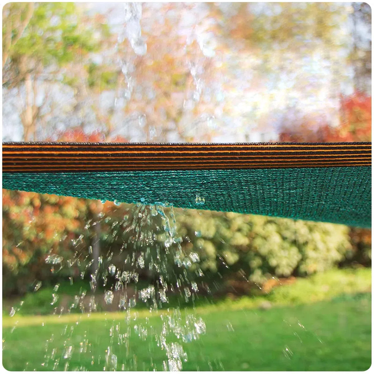 Zewnętrzna siatka zacieniająca, oddychająca, ochrona przed słońcem, tkanina HDPE z liną, ciemnozielona, 8 x 9 m, na balkon, do ogrodu, basenu, ochrona przed promieniowaniem UV