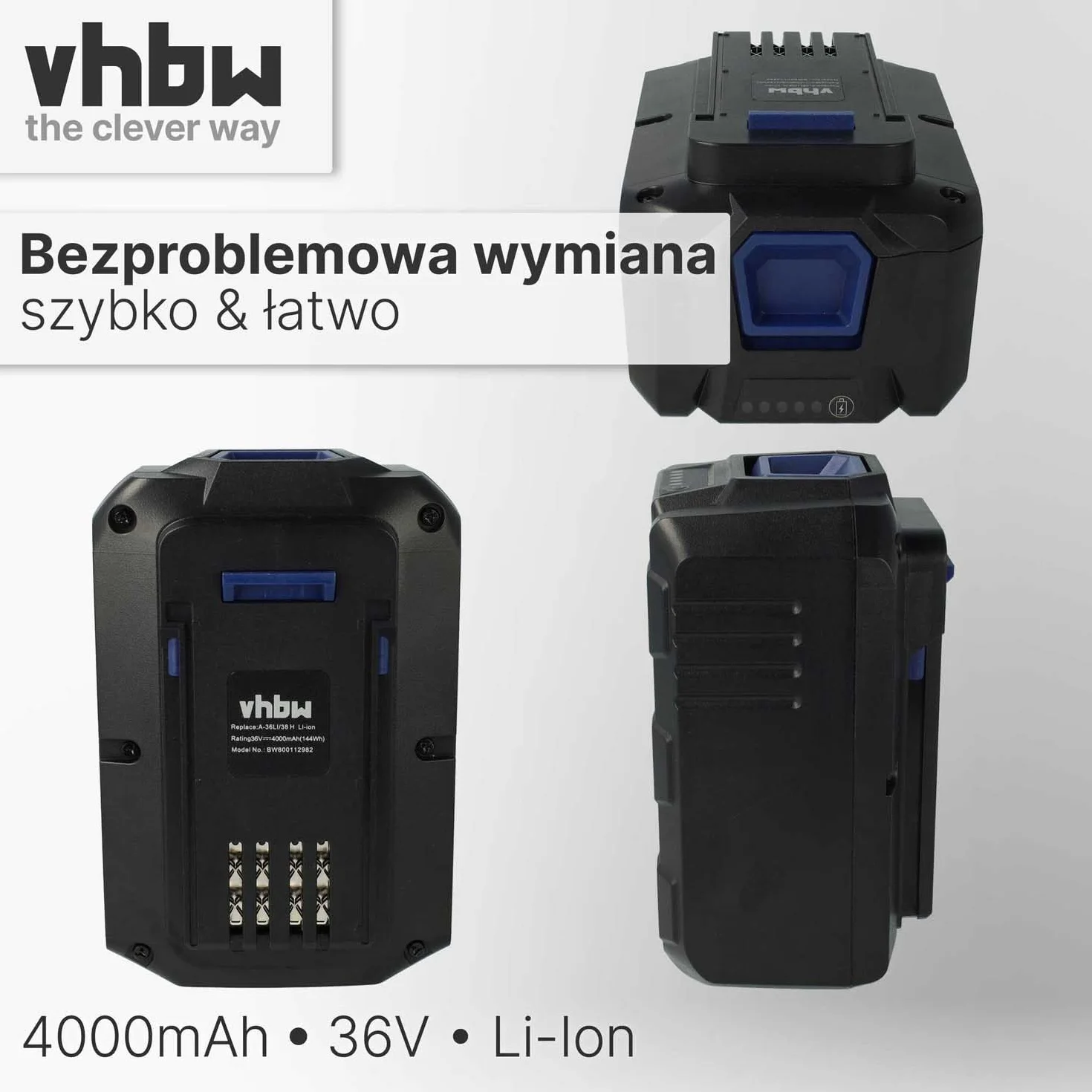 vhbw Zamiennik akumulatora do Lux Tools 1787233, 36LB2600 do kosiarek (4000 mAh 36 V litowo-jonowy)