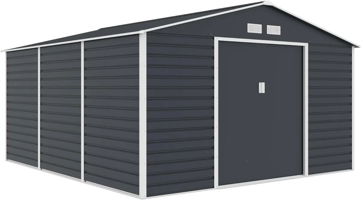 Domek ogrodowy G21 GAH 1300-340 x 382 cm, szopa na maszt – łatwy montaż, 13 m² (antracytowa)