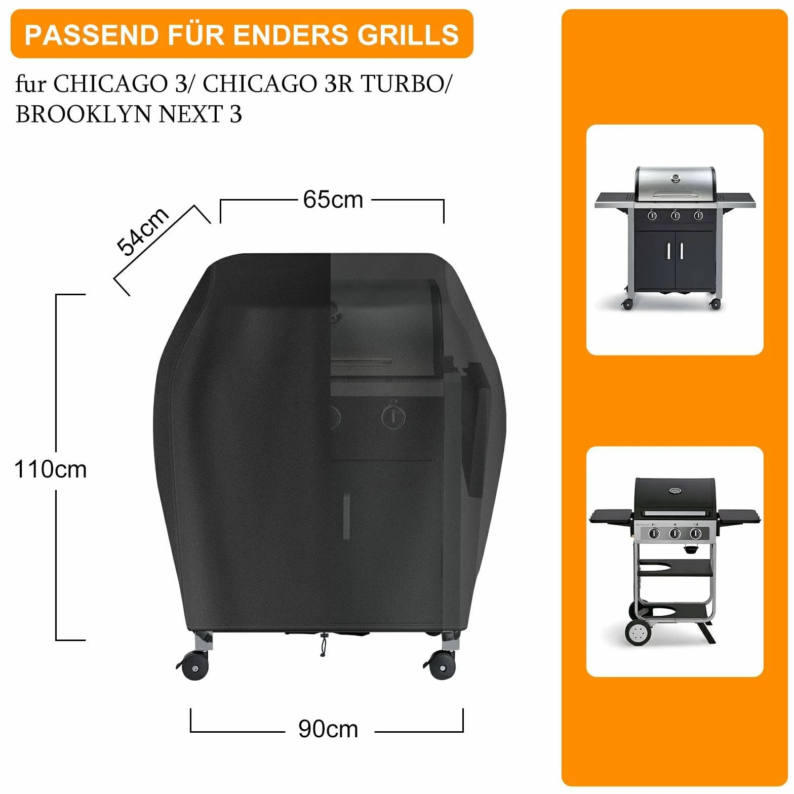 Pokrowiec na grill gazowy do Enders Chicago 3/Chicago 3R Turbo/Brooklyn Next 3, wodoszczelna, odporna na warunki atmosferyczne, osłona grilla 500D Oxford, akcesoria TH-4