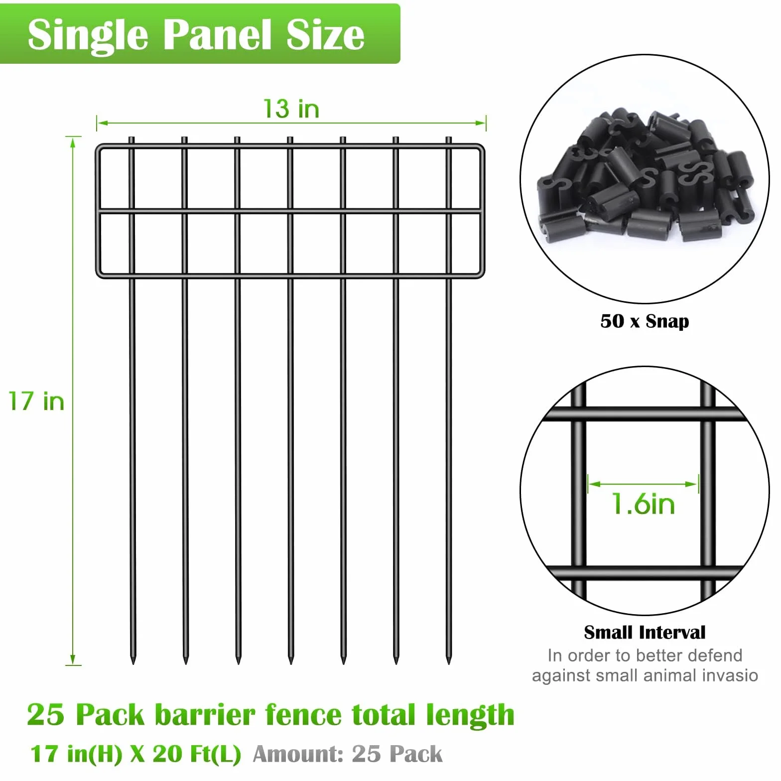 LIANTRAL 25 paneli Ogrodzenie ogrodowe bez kopania, metalowy panel ogrodzeniowy, ogrodzenie barierowe dla zwierząt, dla psów, królików, zwierząt domowych, łatwy montaż, ogrodzenie tarasowe