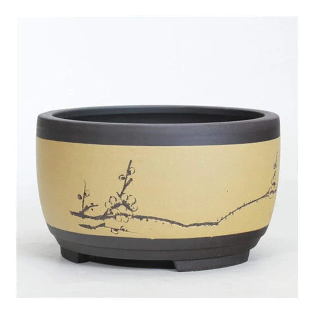 Doniczka Bonsai Ceramiczna Okrągła Duża Średnia I Mała Doniczka Do Roślin Zielonych Doniczka W kształcie Bębna Wentylacja W Stylu Chińskim Pojemnik na Rośliny Ceramiczne, Nadaje się do Sypialni Offi