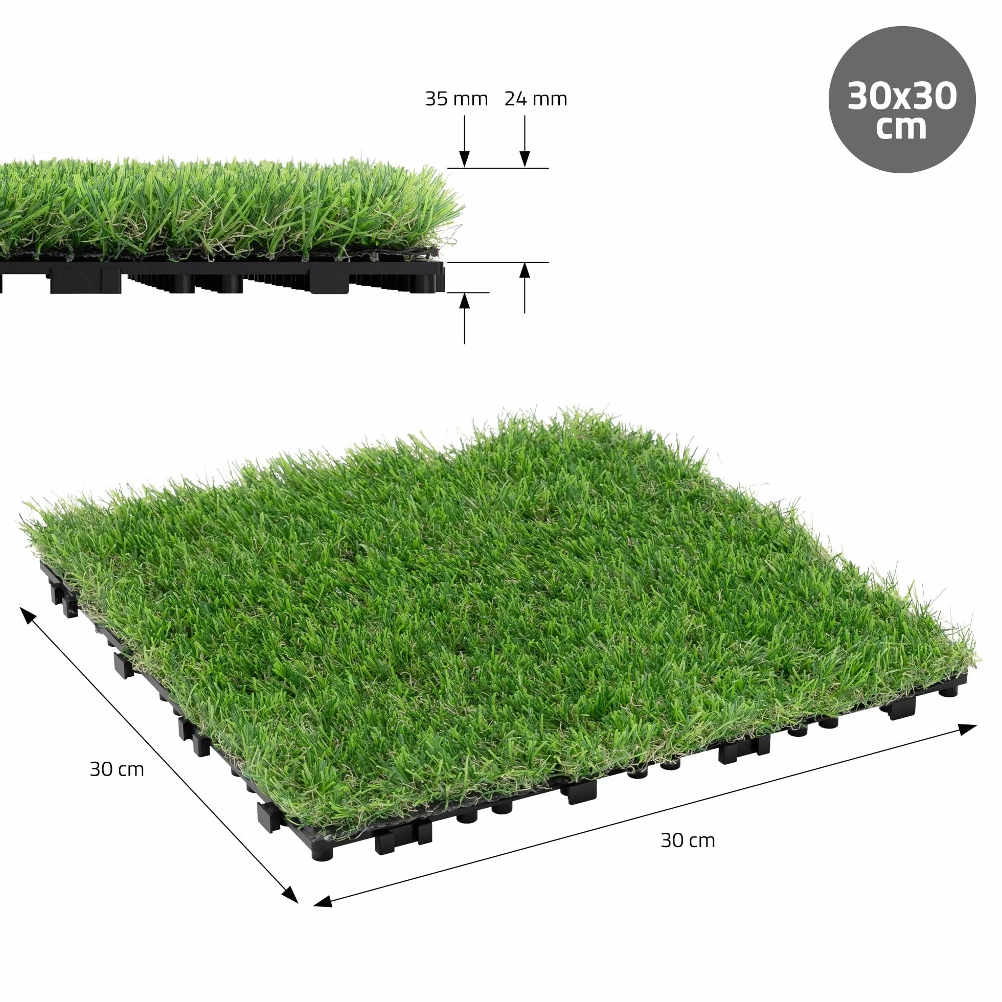 ML-Design Sztuczna Trawa 30x30 cm 3 m² Click System Odporna na UV