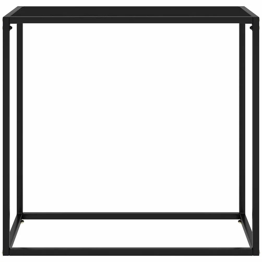 Stolik konsolowy czarny 80 x 35 x 75 cm z metalową ramą i szklanym blatem ze szkła hartowanego do salonu i korytarza