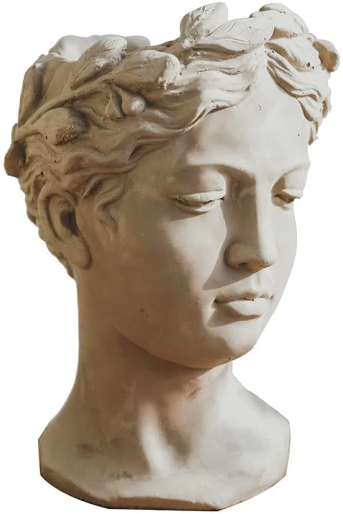 Grecka bogini głowa sadzarki statuetka do ozdób ogrodowych, grecka statuetka trawnika, ogrodu, podwórka, dekoracja